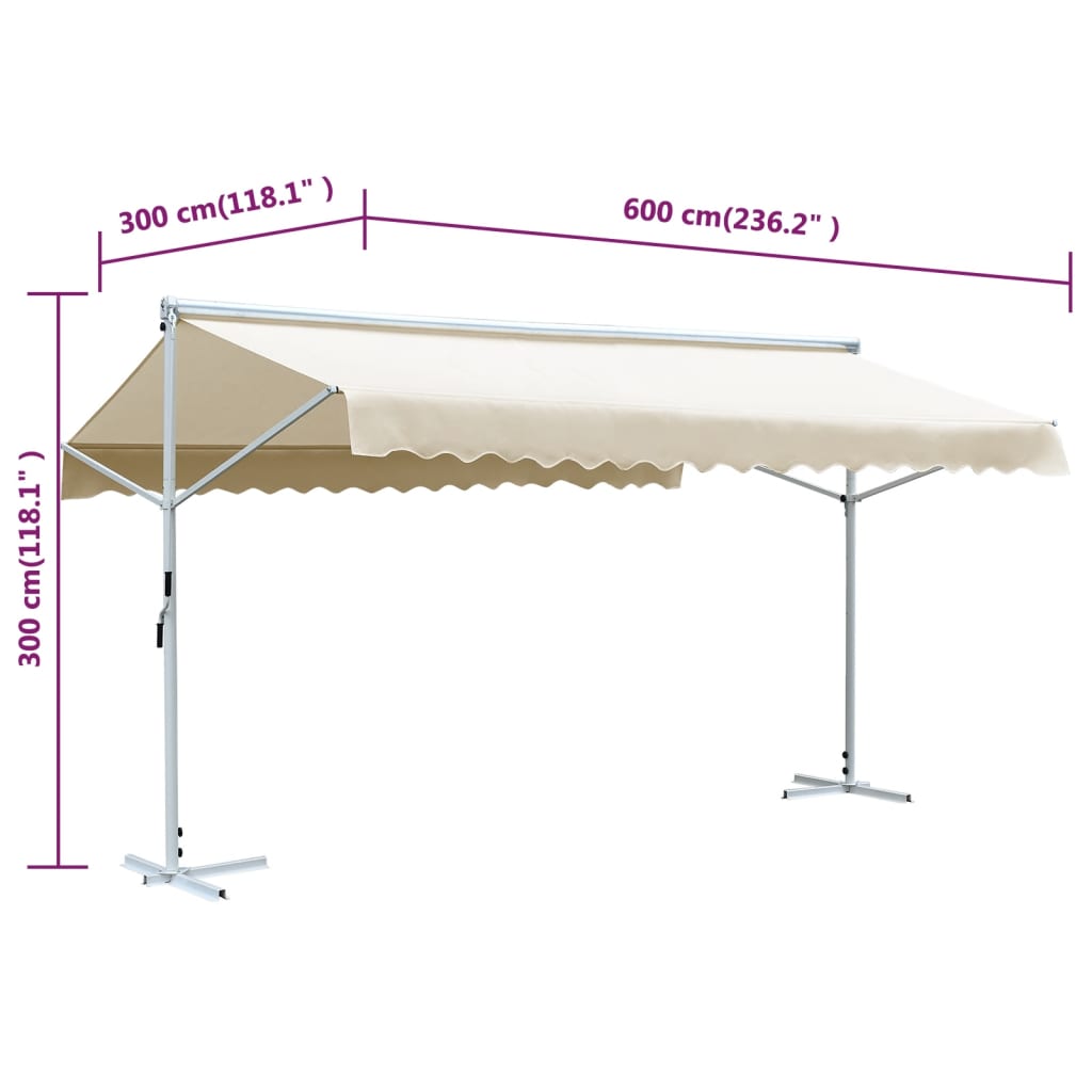 Tenda Parasole con Piedistallo 600x300 cm Crema cod mxl 55386