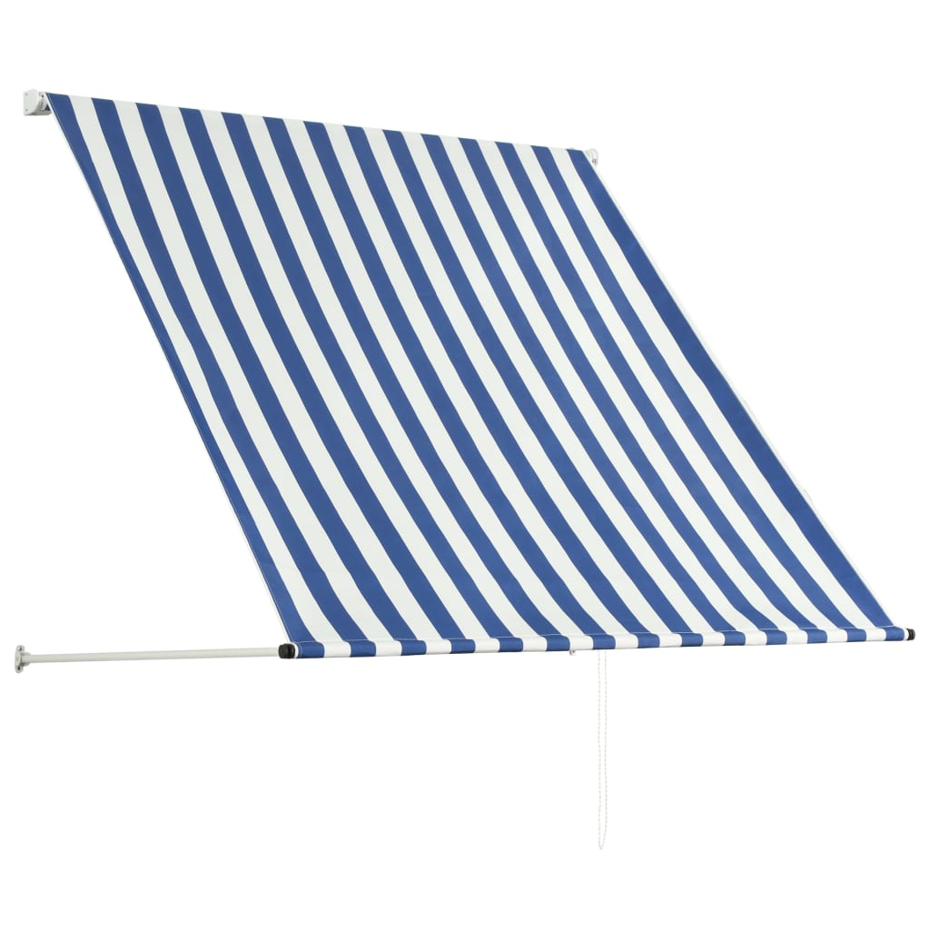 Tenda da Sole Retrattile 100x150 cm Blu e Bianco 145889