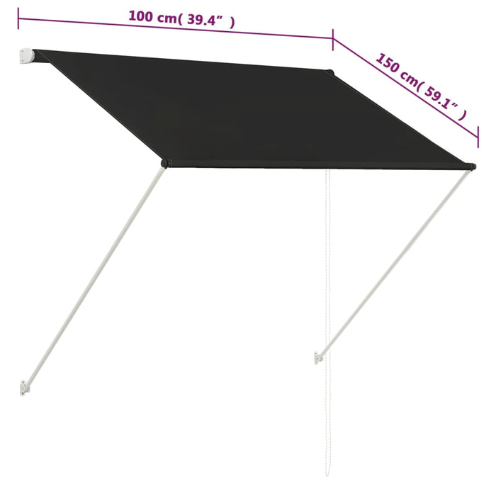 Tenda da Sole Retrattile 100x150 cm Antracite cod mxl 19129