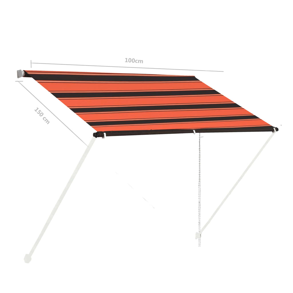 Tenda da Sole Retrattile con LED 100x150 cm Arancione e Marrone