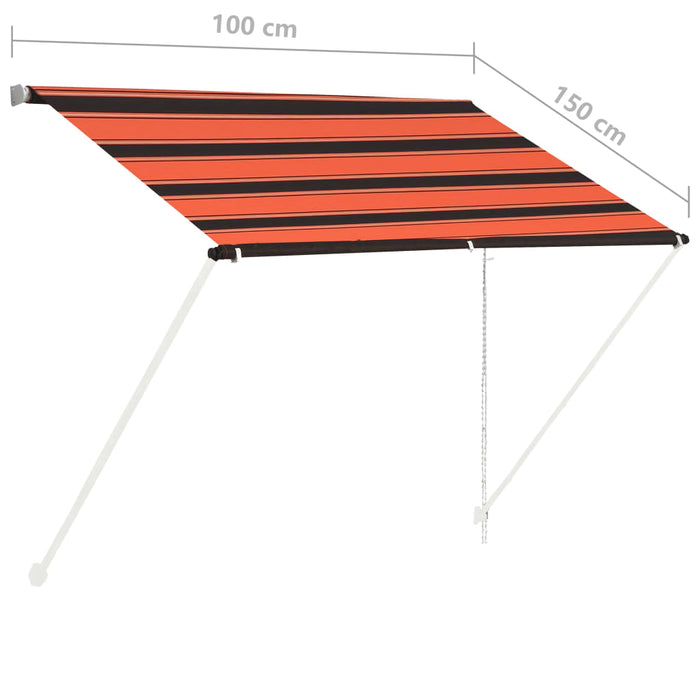 Tenda da Sole Retrattile con LED 100x150 cm Arancione e Marrone