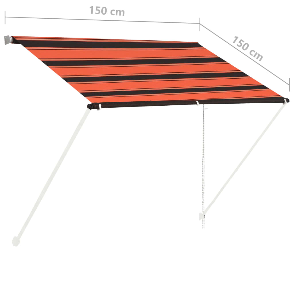 Tenda da Sole Retrattile 150x150 cm Arancione e Marrone cod mxl 20034