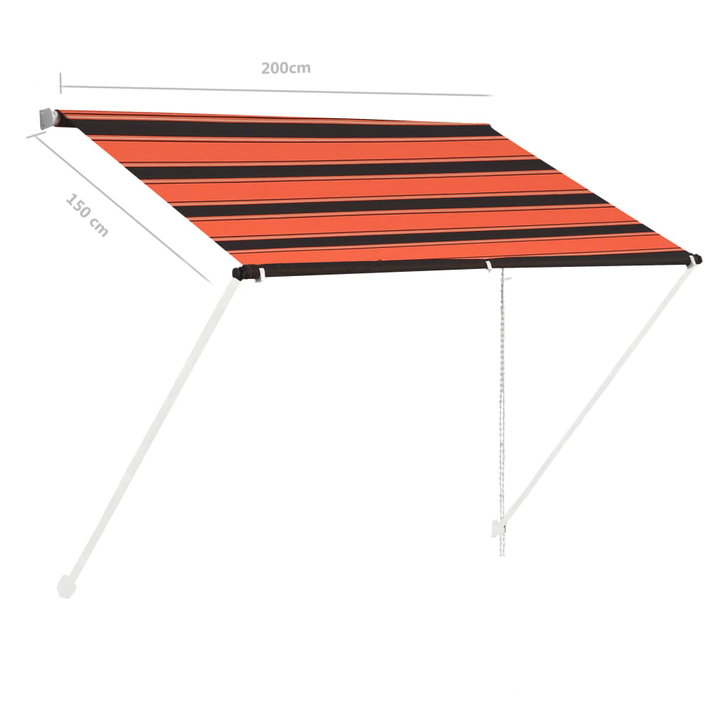 Tenda da Sole Retrattile 200x150 cm Arancione e Marrone