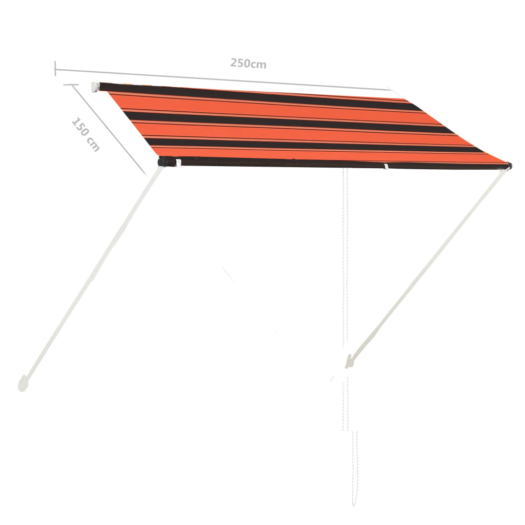 Tenda da Sole Retrattile 250x150 cm Arancione e Marrone