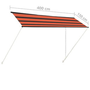 Tenda da Sole Retrattile 400x150 cm Arancione e Marrone