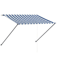 Tenda da Sole Retrattile con LED 250x150 cm Blu e Bianco 145903