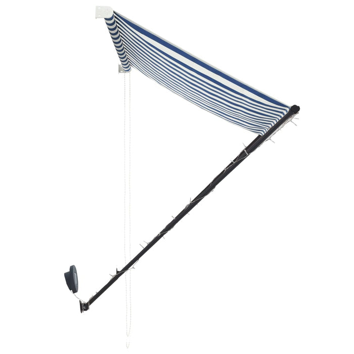 Tenda da Sole Retrattile con LED 250x150 cm Blu e Bianco 145903