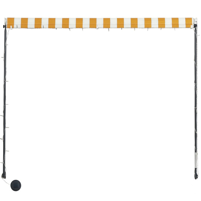 Tenda da Sole Retrattile con LED 150x150 cm Giallo e Bianco 145908