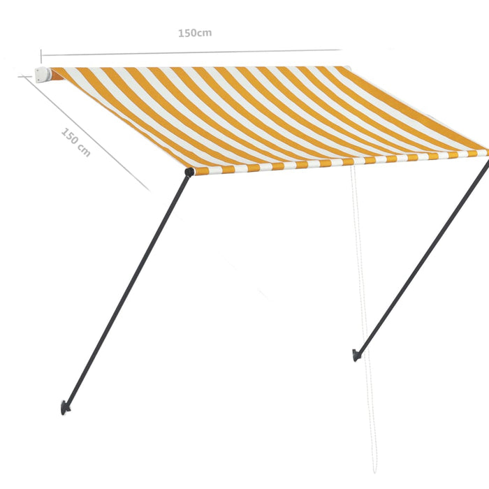 Tenda da Sole Retrattile con LED 150x150 cm Giallo e Bianco 145908