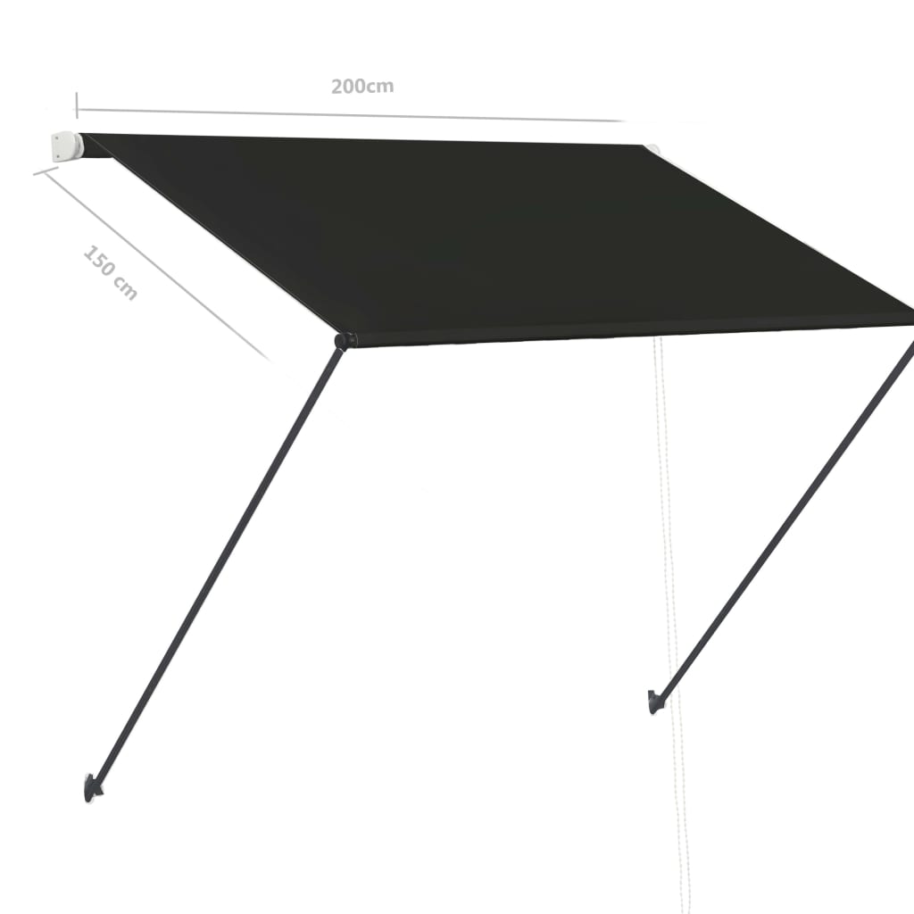 Tenda da Sole Retrattile con LED 200x150 cm Antracite cod mxl 12545