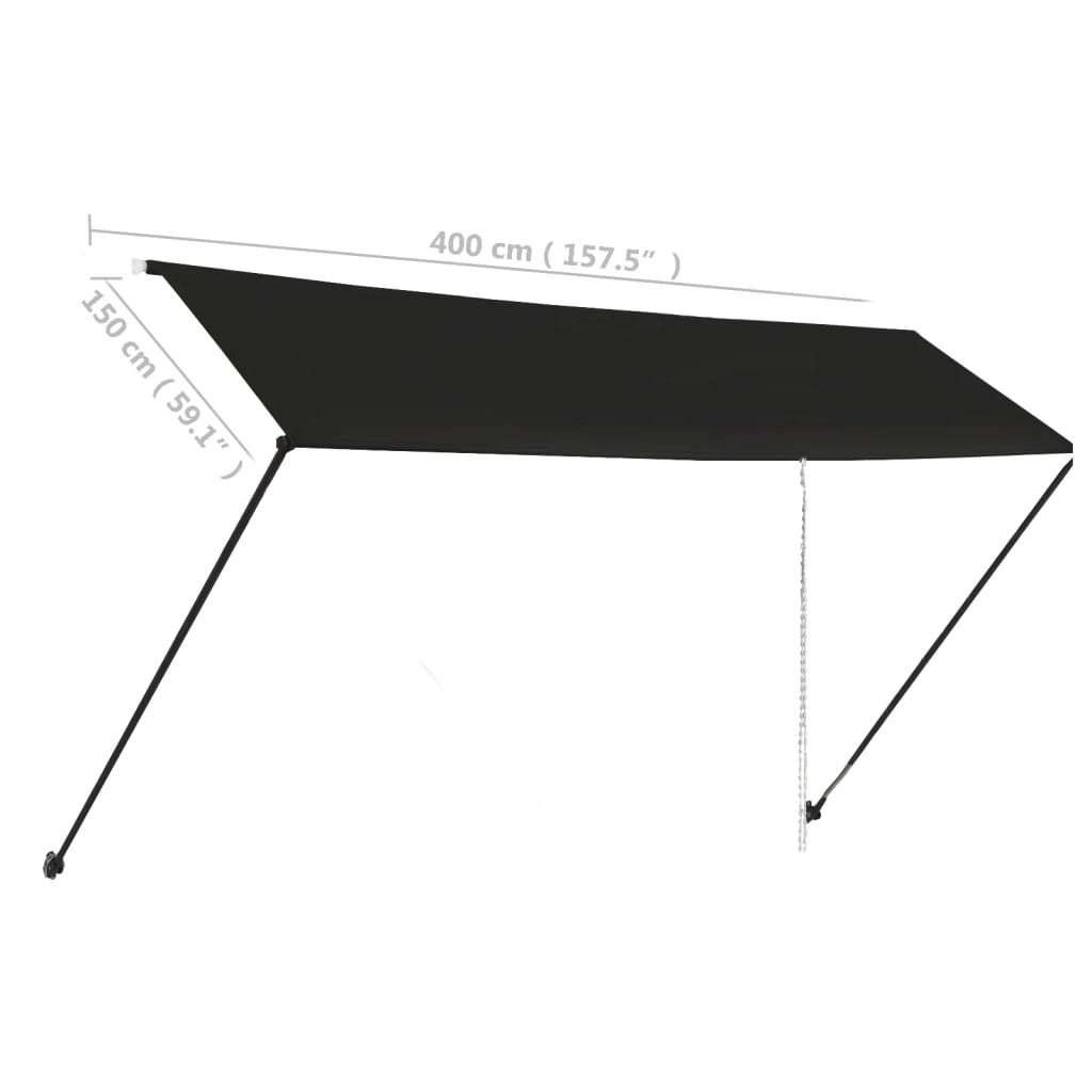 Tenda da Sole Retrattile con LED 400x150 cm Antracite cod mxl 12540