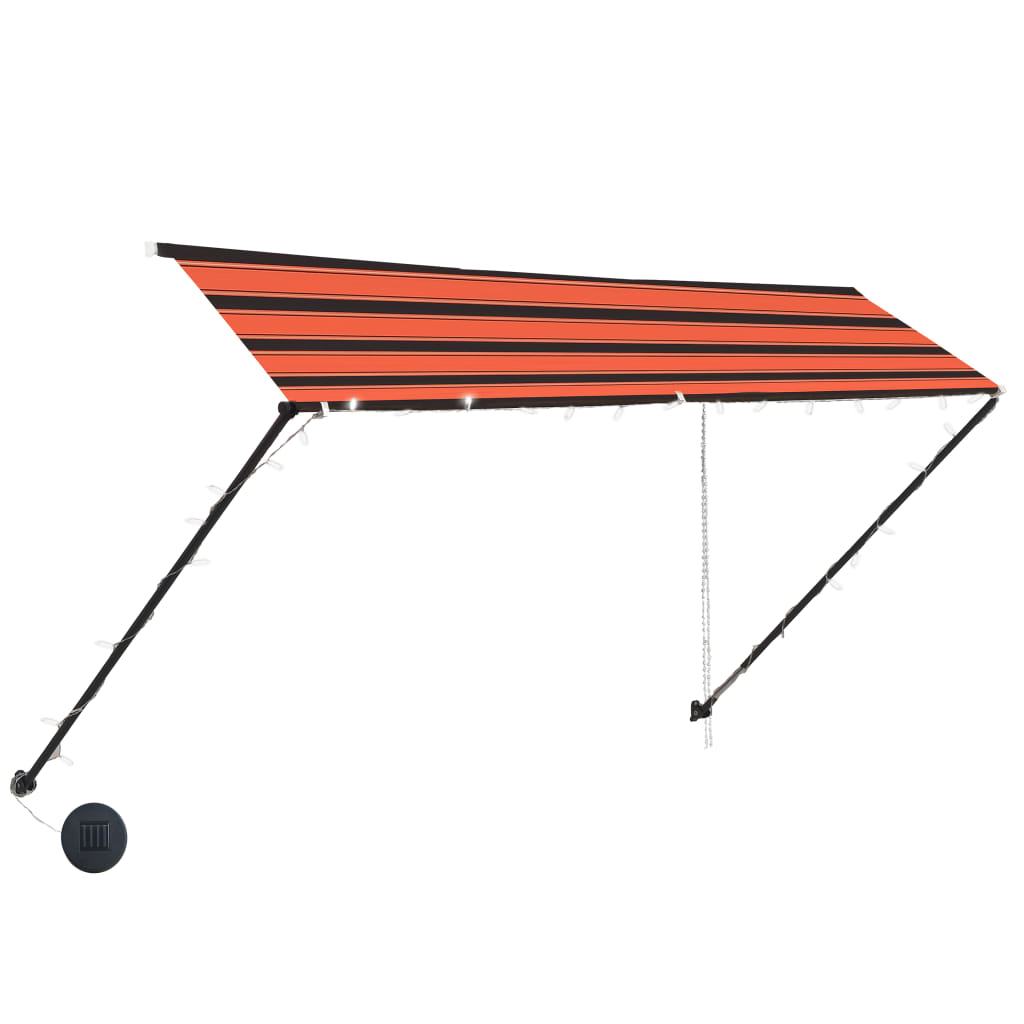 Tenda da Sole Retrattile con LED 300x150 cm Arancione e Marrone