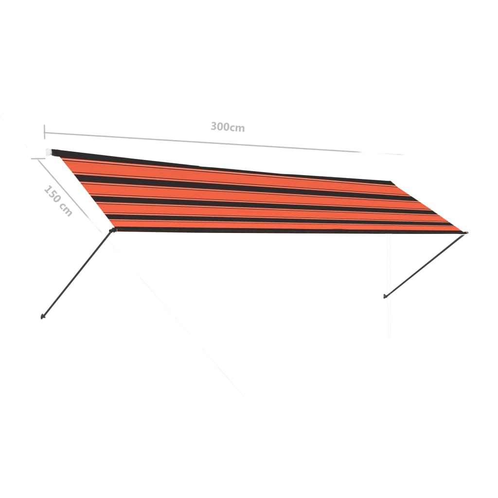 Tenda da Sole Retrattile con LED 300x150 cm Arancione e Marrone