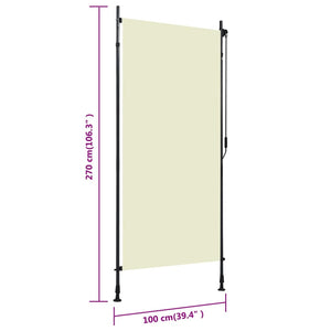 Tenda a Rullo per Esterni 100x270 cm Crema cod mxl 44245