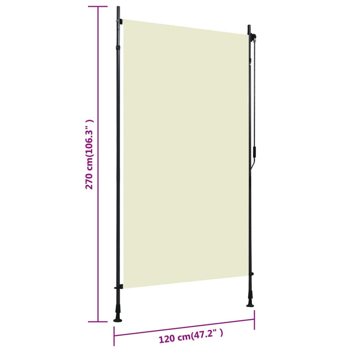 Tenda a Rullo per Esterni 120x270 cm Crema 145940