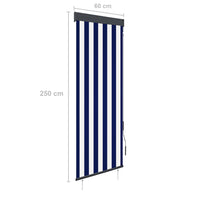 Tenda a Rullo per Esterni 60x250 cm Blu e Bianca 145943