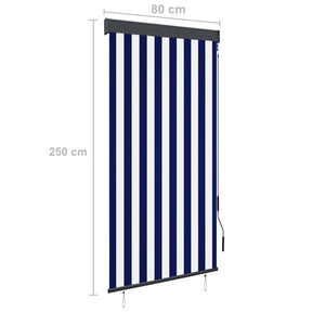 Tenda a Rullo per Esterni 80x250 cm Blu e Bianca cod mxl 43006