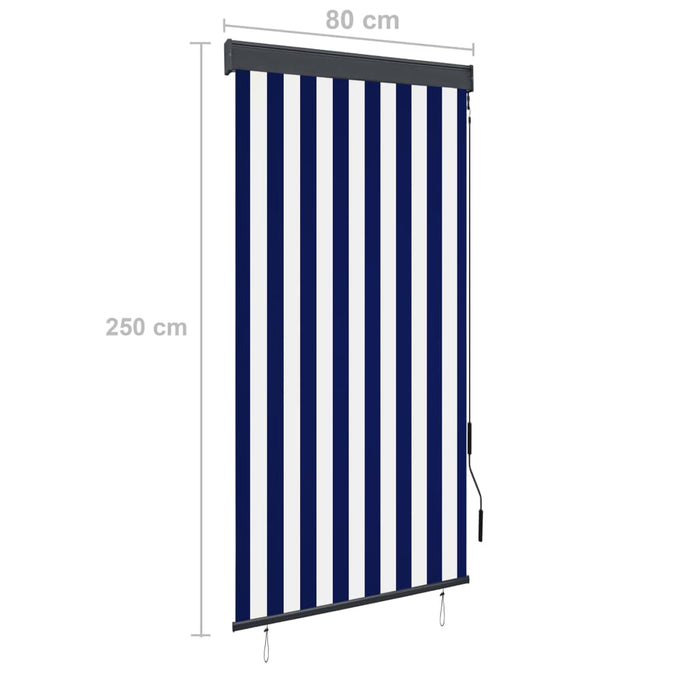 Tenda a Rullo per Esterni 80x250 cm Blu e Bianca 145949