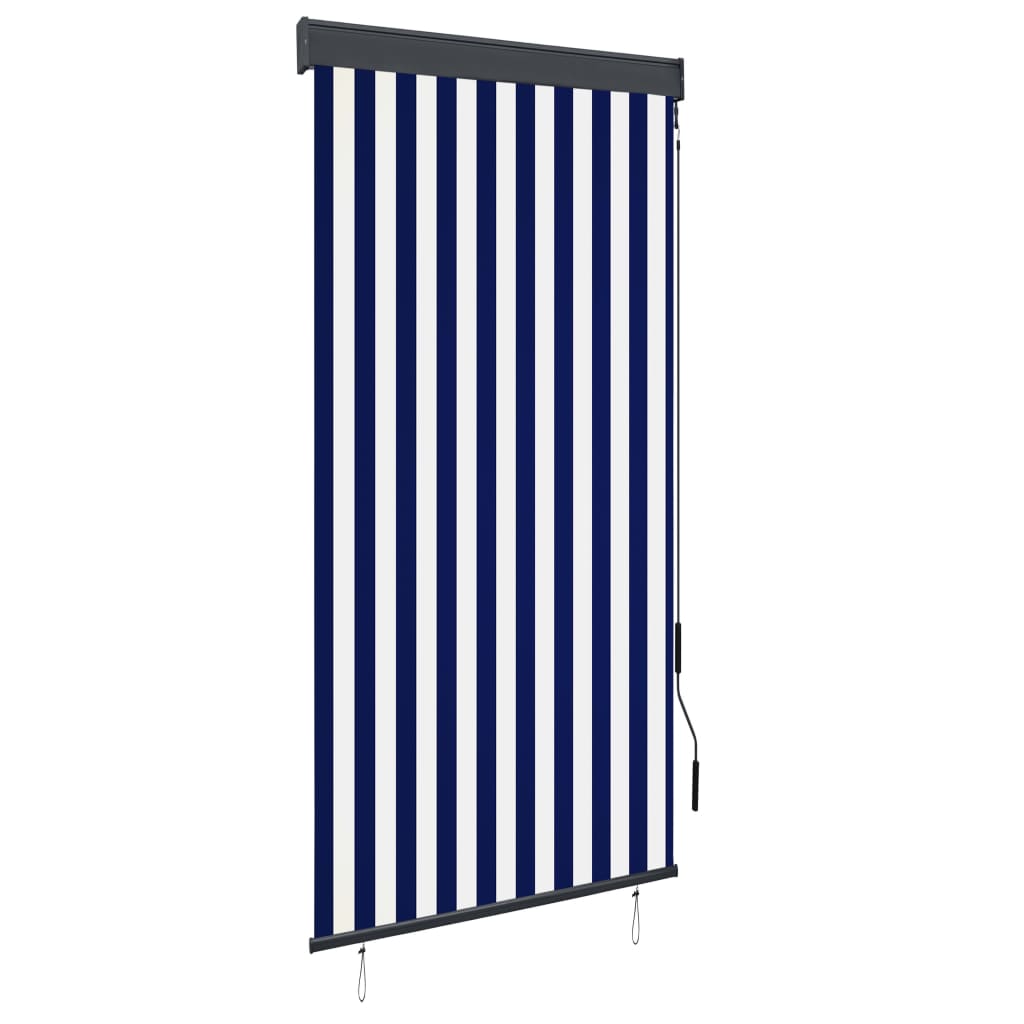 Tenda a Rullo per Esterni 100x250 cm Blu e Bianca 145955