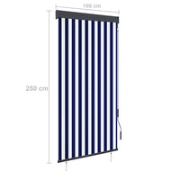 Tenda a Rullo per Esterni 100x250 cm Blu e Bianca 145955