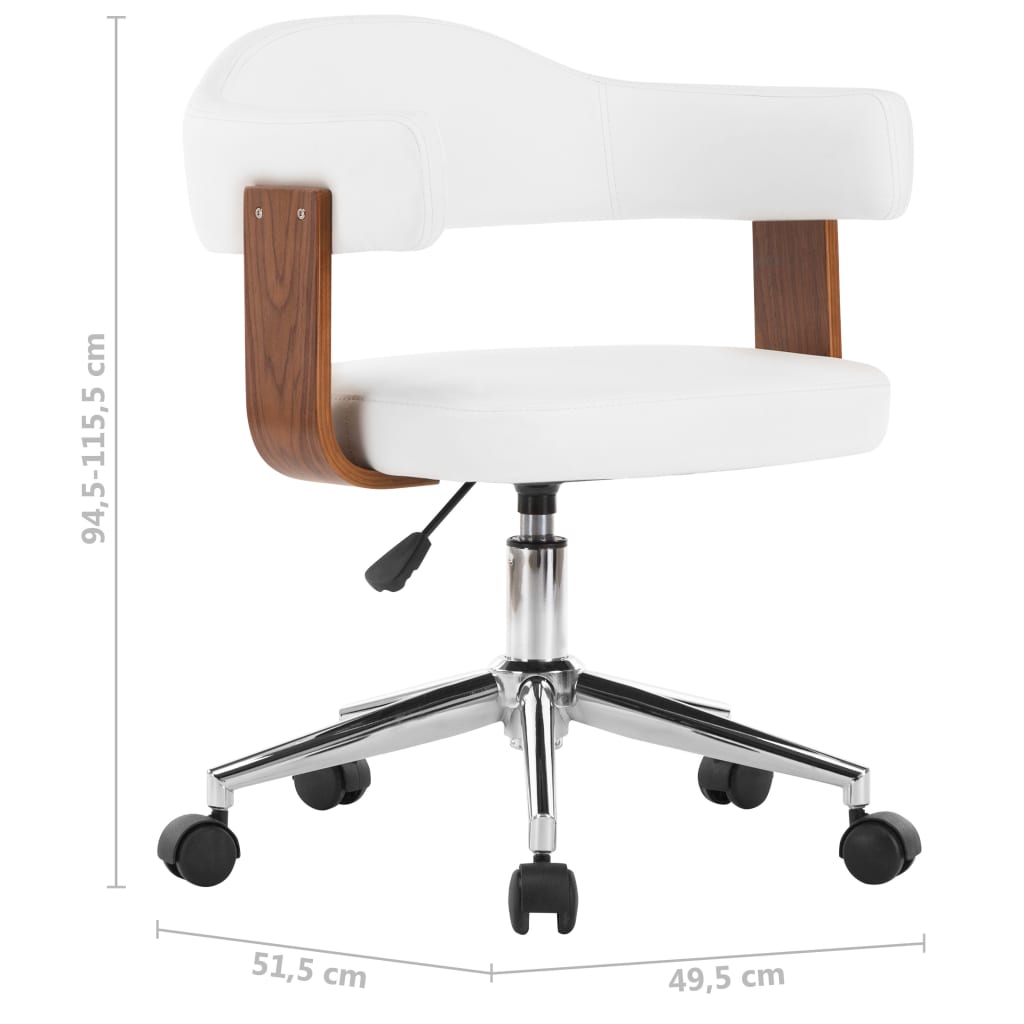 Sedia da Pranzo Girevole Bianca in Legno Ricurvo e Similpelle cod mxl 13256