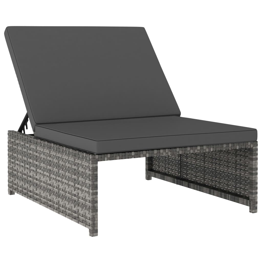 Lettini Prendisole 2 pz con Tavolo in Polyrattan Grigio cod mxl 20609