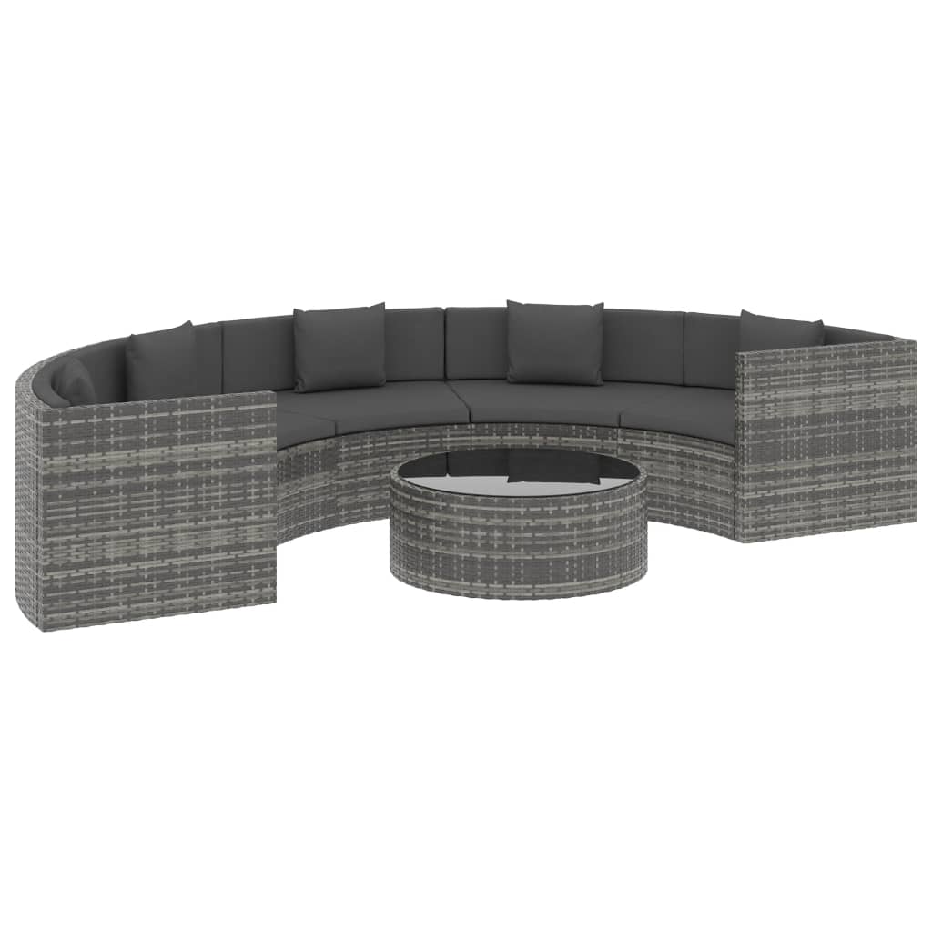 Set Divani da Giardino 6 pz con Cuscini in Polyrattan Grigio 47403