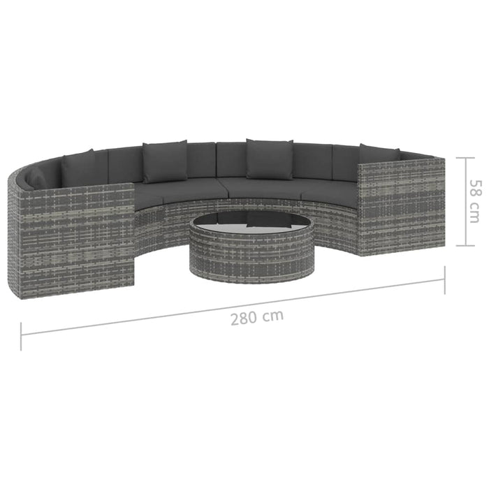 Set Divani da Giardino 6 pz con Cuscini in Polyrattan Grigio 47403