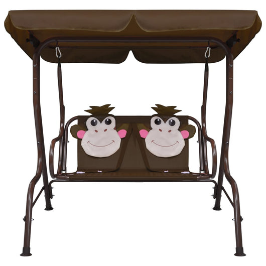 Dondolo a Panchina per Bambini Marrone 115x75x110 cm in Tessuto