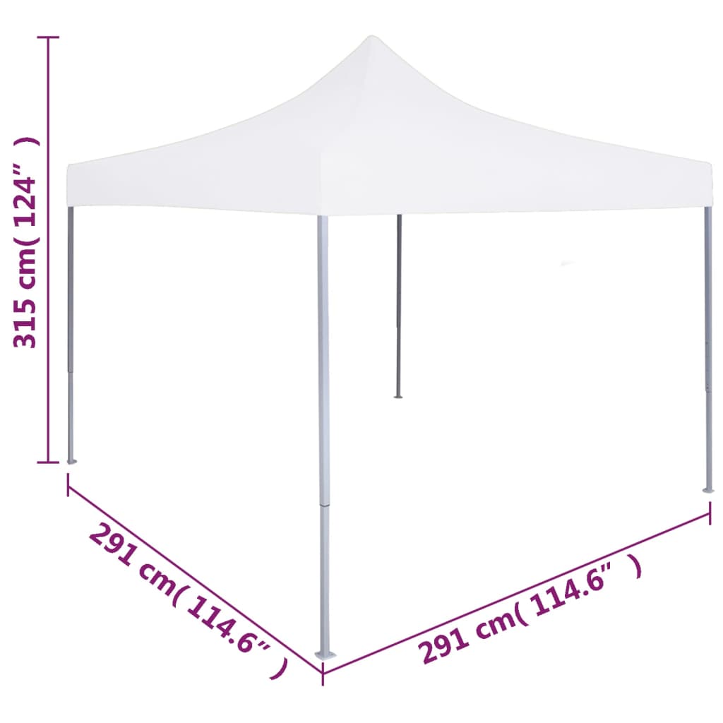 Gazebo Professionale Pieghevole 3x3m Acciaio Bianco 48860