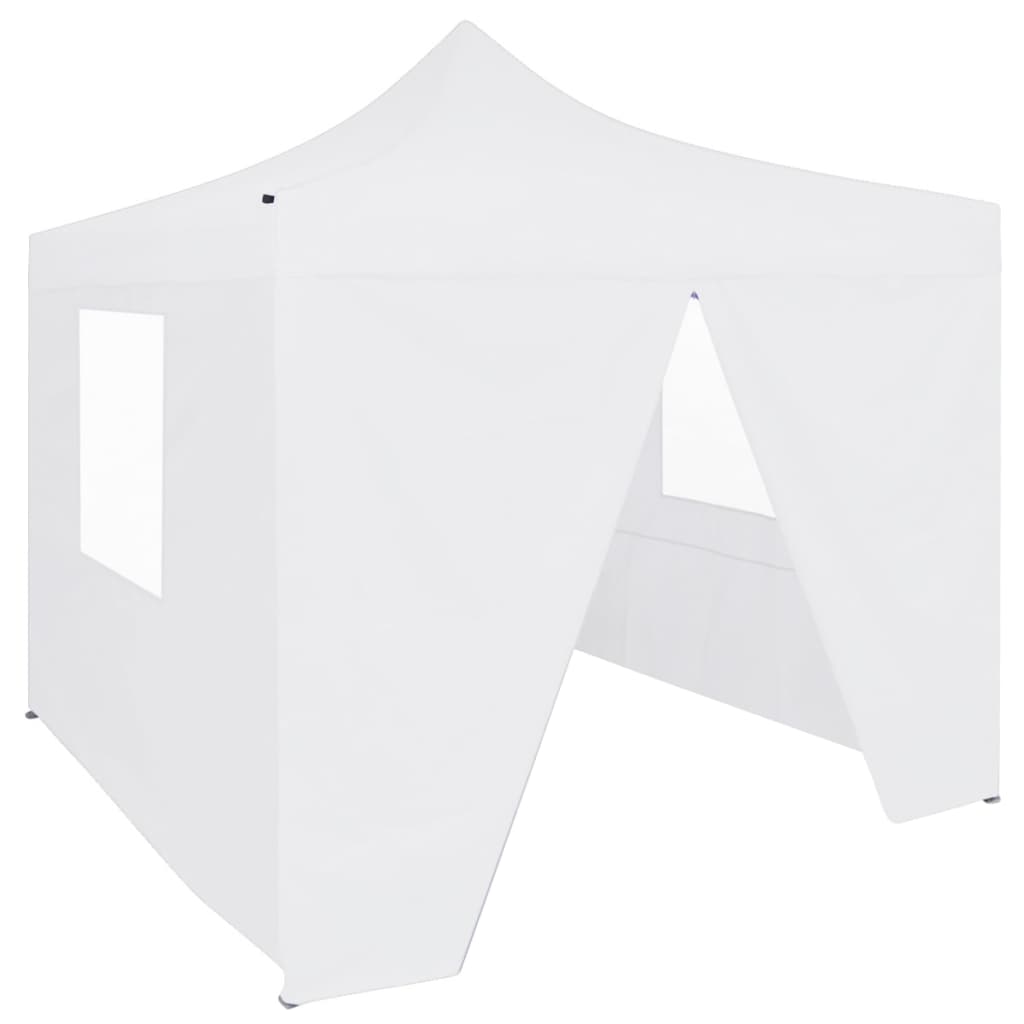 Gazebo Professionale Pieghevole 4 Pareti 3x3 m Acciaio Biancocod mxl 103647