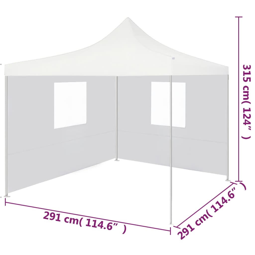 Gazebo Pieghevole Professionale 2 Pareti 3x3m Acciaio Bianco cod mxl 65969