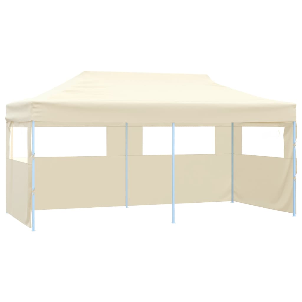 Gazebo Professionale Pieghevole con 4 Pareti 3x6m Acciaio Crema 48866