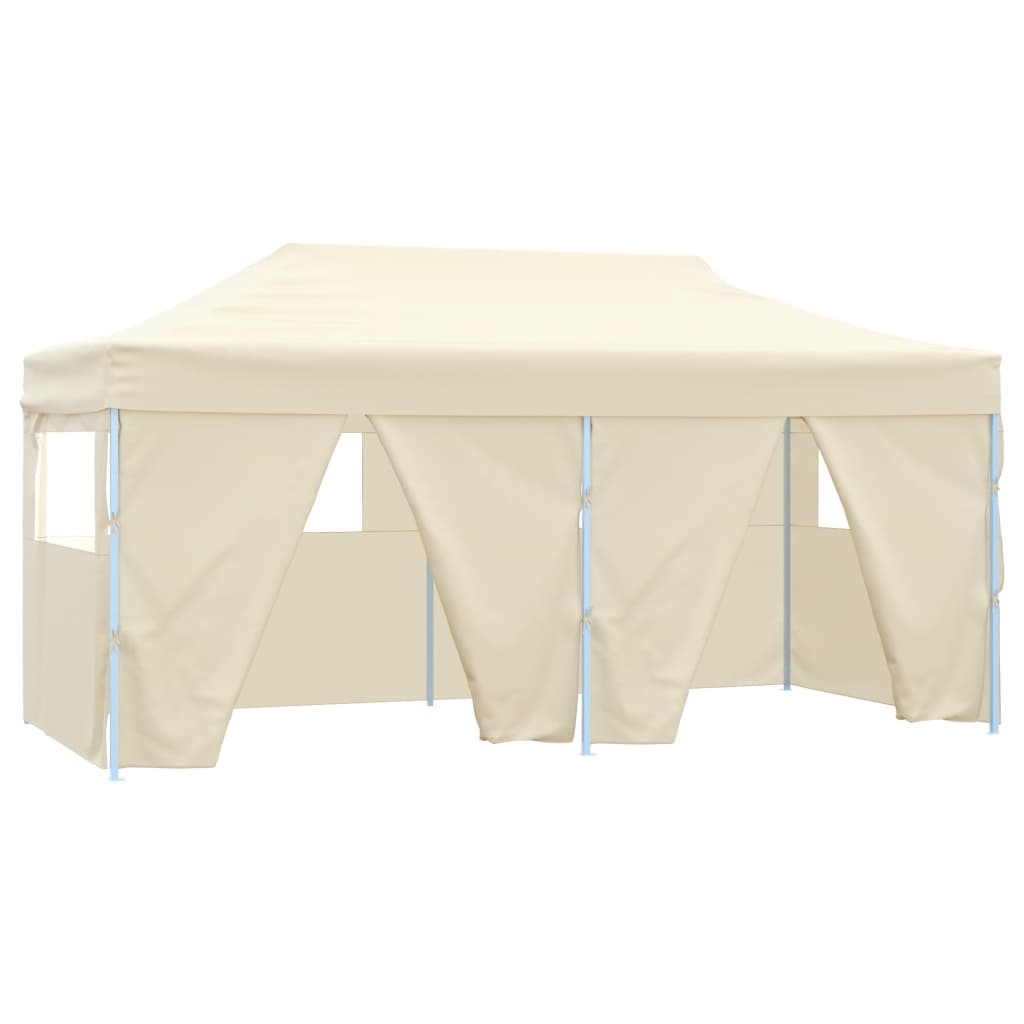 Gazebo Professionale Pieghevole con 4 Pareti 3x6m Acciaio Crema 48866