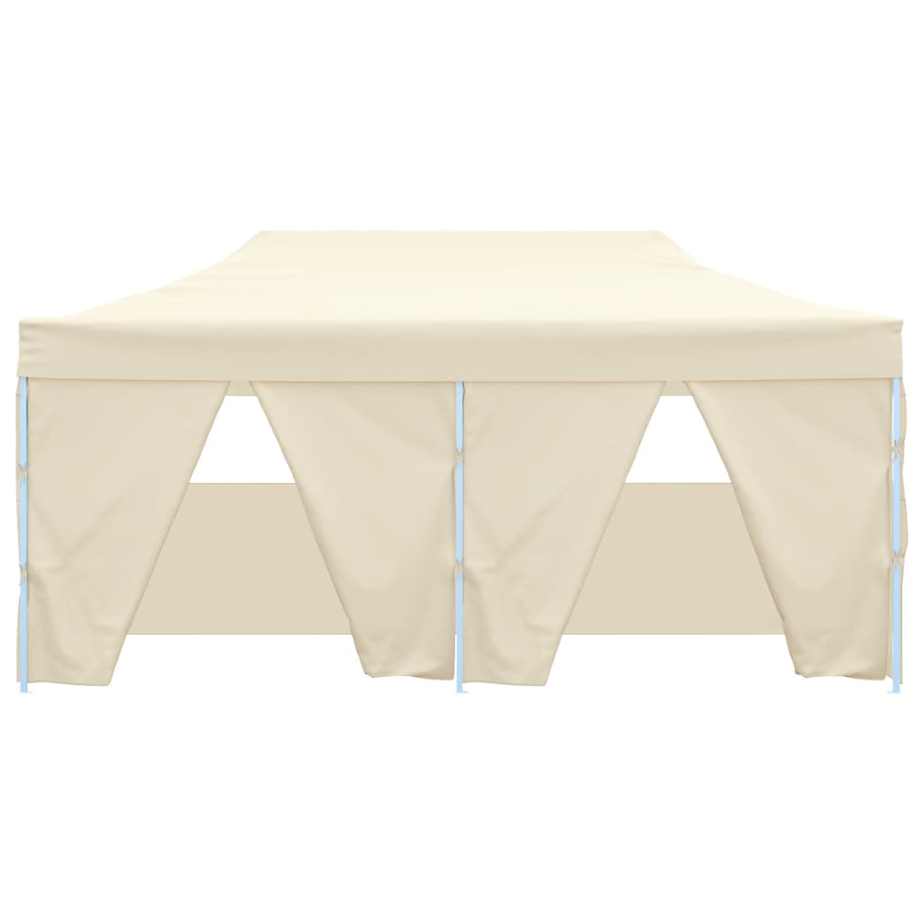 Gazebo Professionale Pieghevole con 4 Pareti 3x6m Acciaio Crema 48866