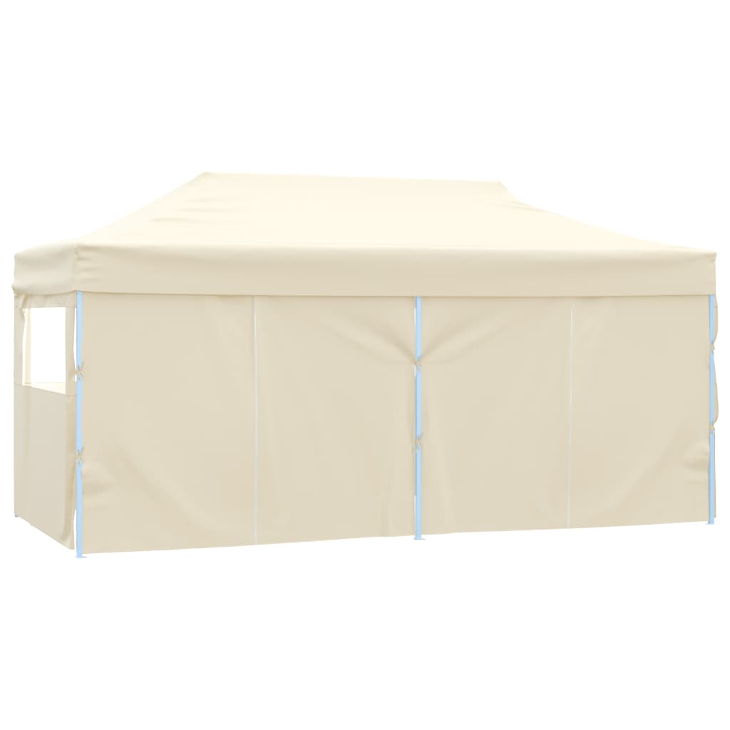 Gazebo Professionale Pieghevole con 4 Pareti 3x6m Acciaio Crema 48866