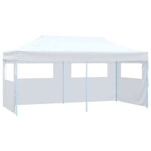 Gazebo Pieghevole con 4 Pareti 3x6 m Acciaio Bianco 48868