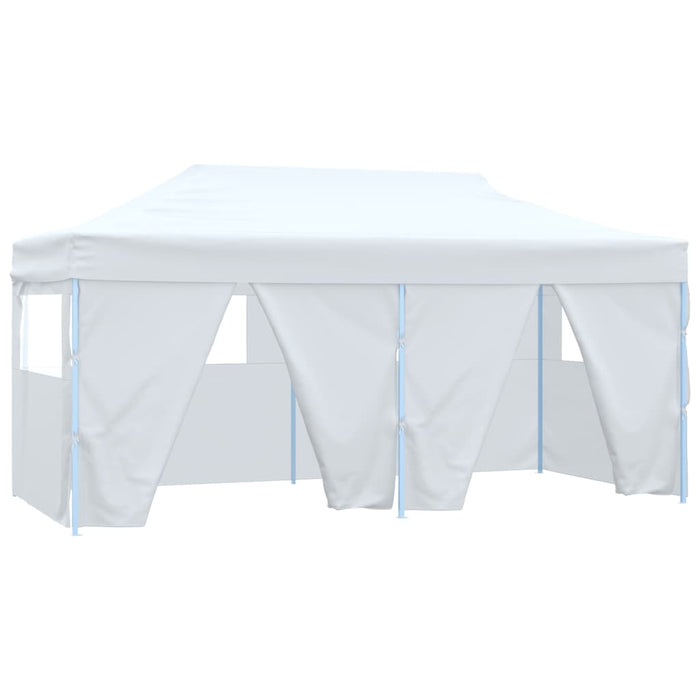 Gazebo Pieghevole con 4 Pareti 3x6 m Acciaio Bianco 48868