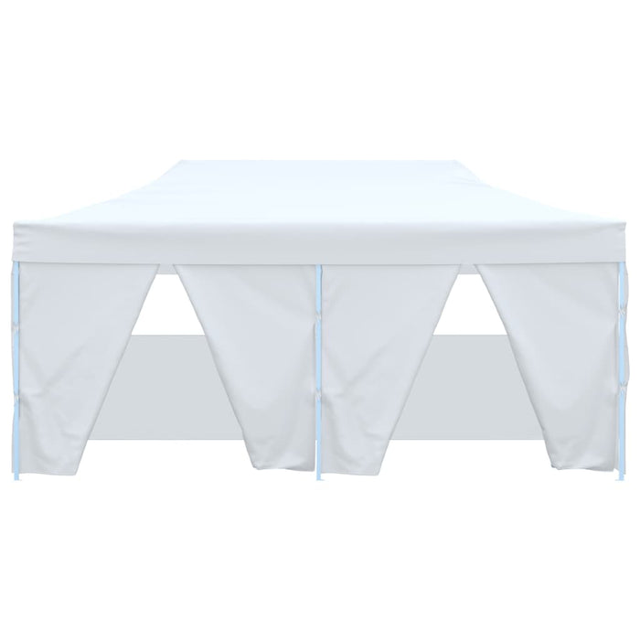 Gazebo Pieghevole con 4 Pareti 3x6 m Acciaio Bianco 48868