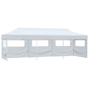 Tenda Pieghevole Pop-Up con 5 Pareti Laterali 3x9 m Bianca cod mxl 66162