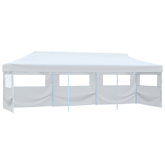 Tenda Pieghevole Pop-Up con 5 Pareti Laterali 3x9 m Bianca 48873