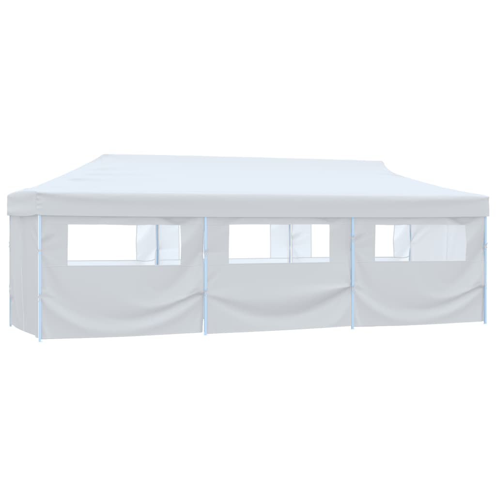 Tenda Pieghevole Pop-Up con 8 Pareti Laterali 3x9 m Bianca 48874