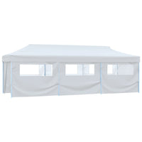 Tenda Pieghevole Pop-Up con 8 Pareti Laterali 3x9 m Bianca 48874