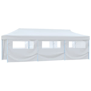 Tenda Pieghevole Pop-Up con 8 Pareti Laterali 3x9 m Bianca 48874