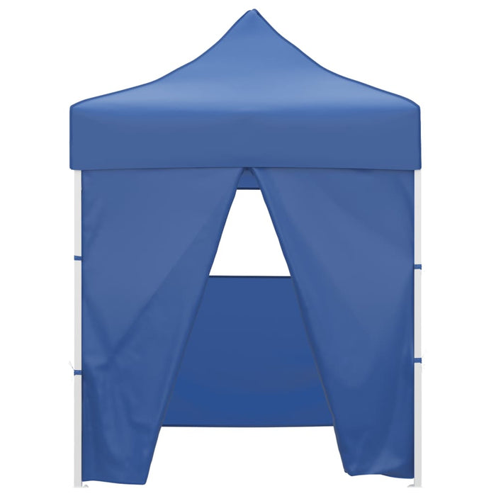 Gazebo Pieghevole Professionale 4 Pareti 2x2m Acciaio Blu 48879