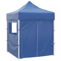 Gazebo Pieghevole Professionale 4 Pareti 2x2m Acciaio Blu 48879