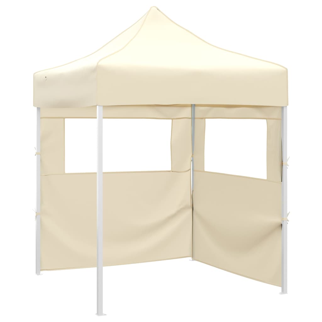 Gazebo Professionale Pieghevole con 2 Pareti 2x2m Acciaio Crema cod mxl 65955