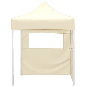 Gazebo Professionale Pieghevole con 2 Pareti 2x2m Acciaio Crema cod mxl 65955