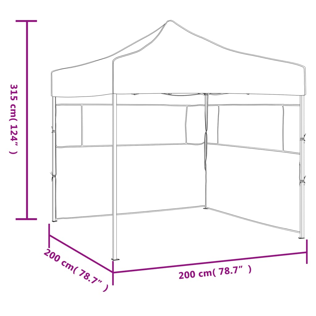 Gazebo Professionale Pieghevole con 2 Pareti 2x2m Acciaio Crema cod mxl 65955