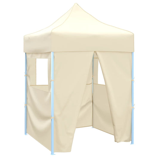 Gazebo Professionale Pieghevole con 4 Pareti 2x2m Acciaio Crema cod mxl 66186